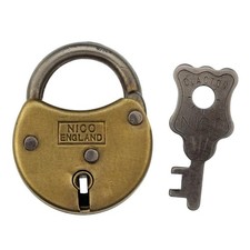 NICO PADLOCK with Original Key English BRASS c.1950's 1⅝" Height - ref.P715