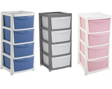 PLASTIC STORAGE 4 DRAWER DRAW TOWER TROLLEY UNIT DESKTOP LARGE HOME SCHOOL 80 L