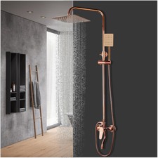8''Rose Gold  Shower Faucet Set Square Head Shower With Hand Shower Mixer Tap