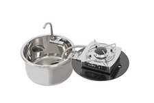 Gas Cooker 1 Flame with Sink Glass Cover Plate 1750W 30mbar Yacht Boat