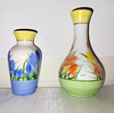 Rene Dale For Clarice Cliff Duo Of Crocus Mini Jugs (Listing 202)