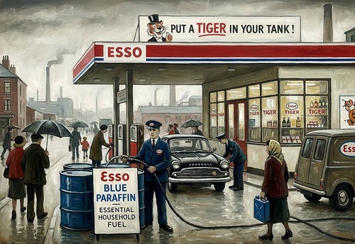 Esso petrol station - , tiger
