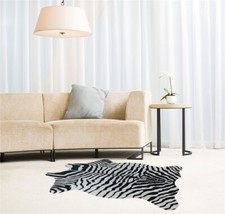 Faux Animal Skin Zebra Printed Area Rug Hide Carpet Non-slip Floor Mat 3.6'x2.5'