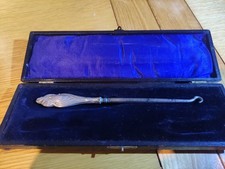 Genuine Antique Silver Handled Button Hook Vintage 16cm