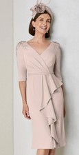 John Charles 27039 Gorgeous Blush Pink Crepe Dress Size 10 New