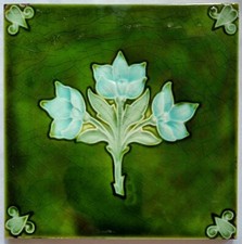 ART NOUVEAU MAJOLICA TILE. PILKINGTON'S .C1908