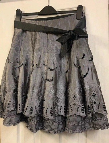 Silver grey satin - silver, skirt
