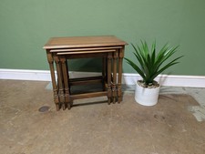 Vintage Inlaid Mahogany Nest Of Tables Side Table Wine Nesting Three Mid-Century