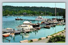 Northeast Harbor ME-Maine Dock Boats Cabin Cruiser Vintage Souvenir Postcard