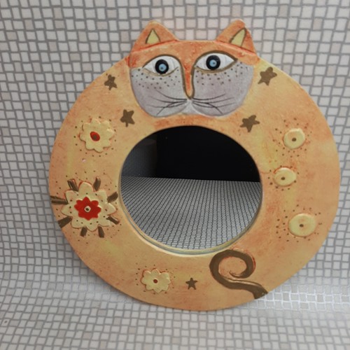 Round cat wall - cat, mirror