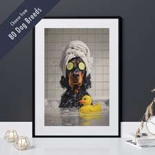 Funny Dog in Bath Print –
