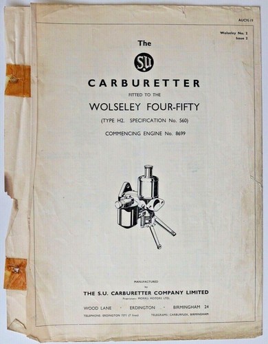 The carburetters wolseley - -,