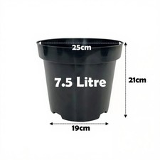 7.5 Litre Black Plant Pots Plastic Round Flower Pot L LT High Quality Moulded