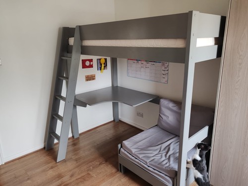 High loft bed with desk - , and