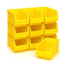 10X STORAGE STACKING BINS BOXES  PLASTIC PARTS WAREHOUSE CLEARANCE YELLOW