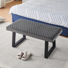 Bed Bench End Stool Velvet Upholstered Ottoman Hallway Window Seat Footstool