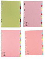 A4 File Dividers Manilla Multicoloured CardBoard Folder Index 5/10/12/15/20 Part