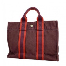 HERMES Fourre-Tout PM Canvas Handbag Brown