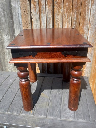 Sheesham side plant table - sheesham, dark