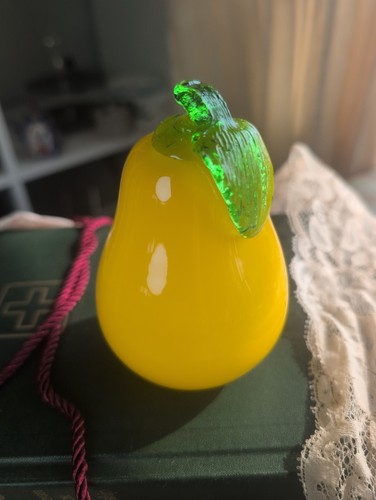 Vintage yellow pear fruit hand - yellow,