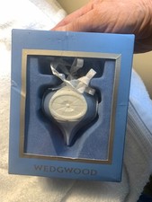 Wedgewood Blue Lustre teardrop 3 1/2" Christmas ornablet-- Mint!