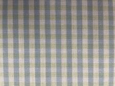 Arto Gingham Check Woven Cotton BLUE GREEN IVORY Curtain Blind Upholstery