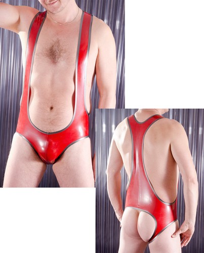 Rubber wrestle suit open back - rubber,