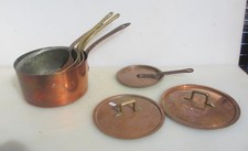 Antique Copper Pan Set Kitchen