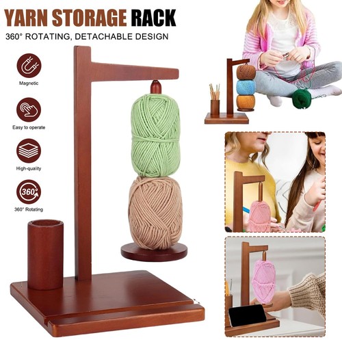 Wooden yarn holder rotatable - yarn,