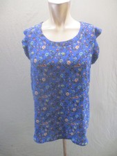 Pleione Size S Womens Multicolor Floral Round Neck Sleeveless Casual Top 224