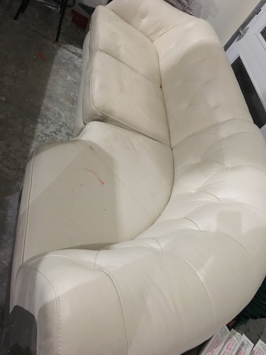 White leather couch - leather, high
