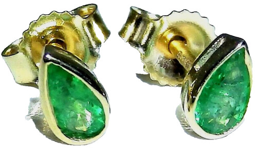 9ct gold emerald stud - gold,