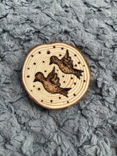 Turtle doves engraved wood - engraved,