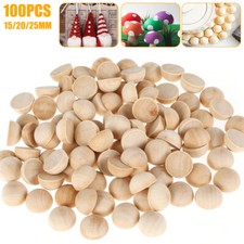 100pcs Half Wooden Beads DIY Craft Split Natural Balls Unfinished Dome Paint