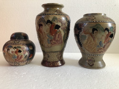 Three satsuma hand painted - (3),