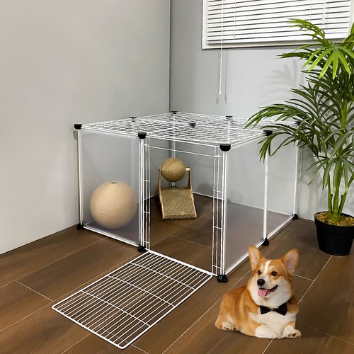 Panels cat dog - dog, playpen