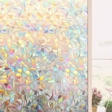 2M Rainbow Frosted Window Film Privacy Stained Cling Static Glass Sticker Decor·