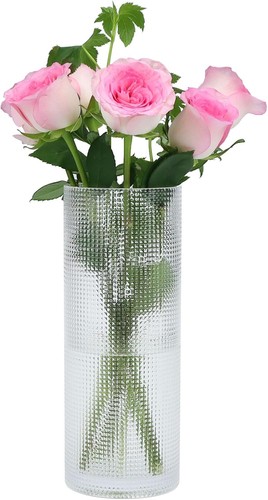 Clear glass cylinder vase 30cm - glass,