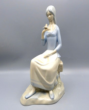 Miquel Requena Porcelain Lady with Bird Figurine Made in Spain - 27.5cm - VGC