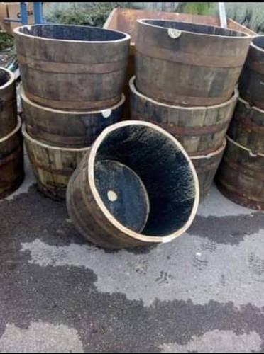 Large oak half whisky barrel - oak,