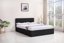 OTTOMAN STORAGE LEATHER BED SIDE LIFT GREY BLACK WHITE 3FT SINGLE DOUBLE BED