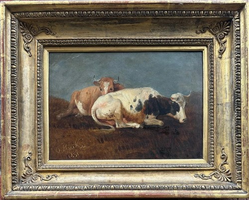 Josef heicke resting - cows, oil