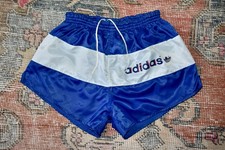 Vtg 80s Adidas Shiny Blue Nylon Glanz Sprinter Shorts West Germany D6 M W32-W36