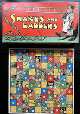 Vintage Snakes and Ladders The Children's Game BOARD & BOX ONLY