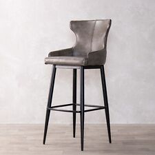 GREY FAUX LEATHER BAR STOOL