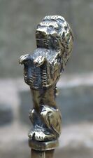 Antique Georgian Brass Fireplace Shovel with Lion Rampant Terminal, Heavy 1.3kg