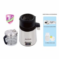 Zenvolt® 4L Water Distiller  Stainless Steel -Adjustable Temperature- UK Stock