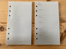 SMYTHSON ORGANISER INSERTS-50x BLUE LINED & ADDRESS SHEETS-FILOFAX PERSONAL SIZE