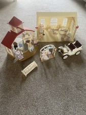 SYLVANIAN FAMILIES WEDDING CHAPEL SET UP/MARQUEE/BRIDE & GROOM, VICAR, CAR £120
