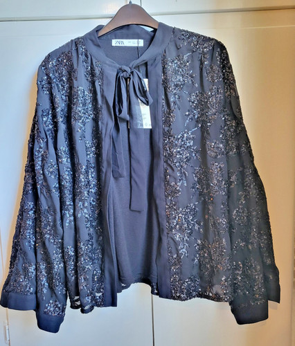 Black sequin jacket zara new - l,